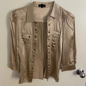 Bebe faux silk gold blouse - Size S